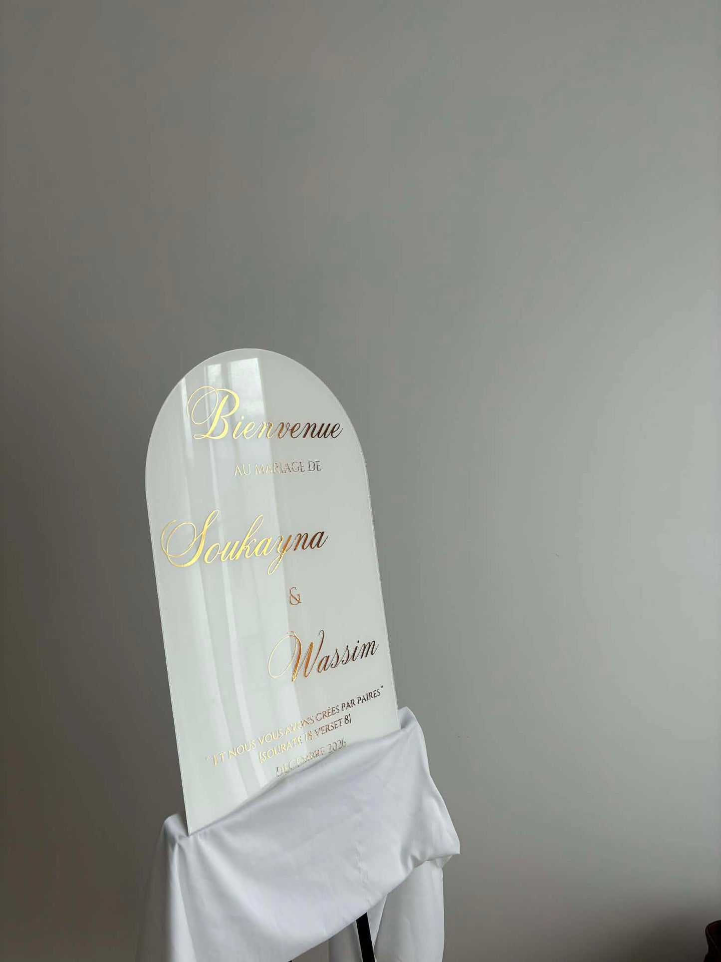 Pack mariée personnalisé complet – panneau de bienvenue & box bride